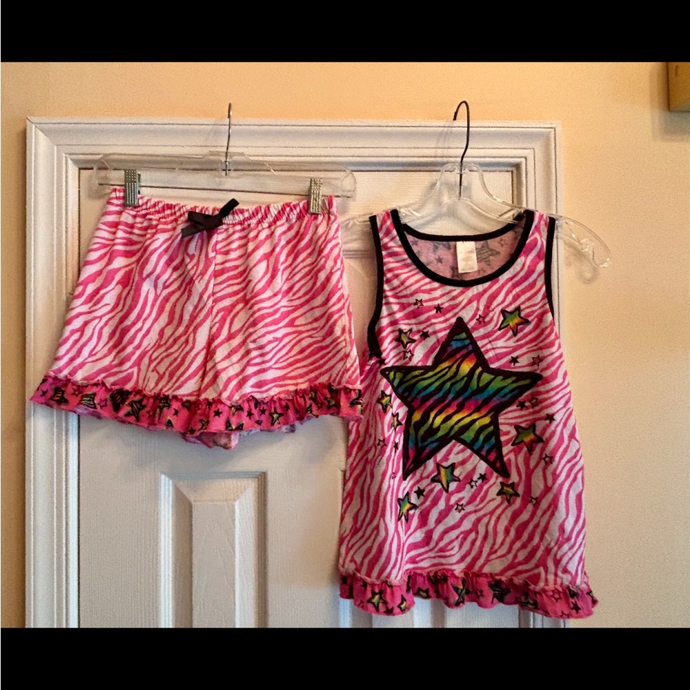 Pink Zebra Star Kids Pajamas